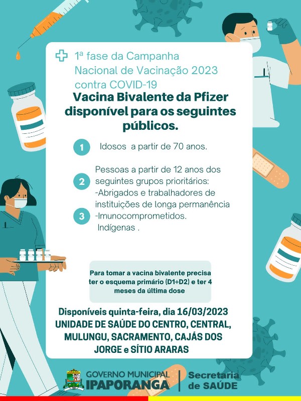 Prefeitura de Ipaporanga realiza mutirão de imunização com vacina bivalente contra a Covid