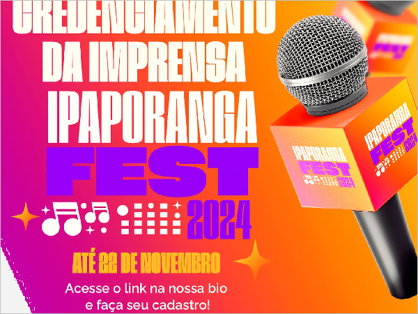 Prefeitura de Ipaporanga abre credenciamento para cobertura jornalística do Ipaporanga Fest 2024